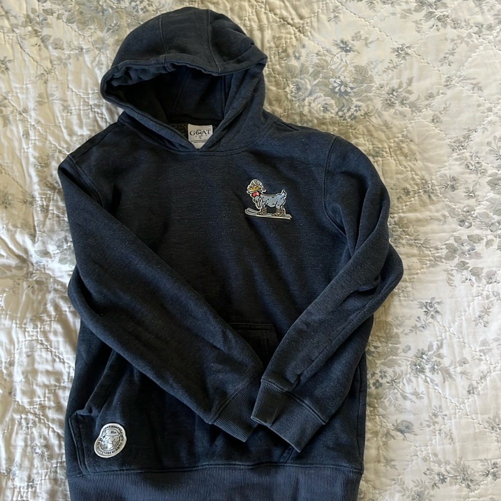 G.O.A.T USA Heather Navy Kids Hoodie with Embroidered Design YOUTH XL EUC